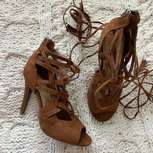 New York & Company Tan Suede Heels